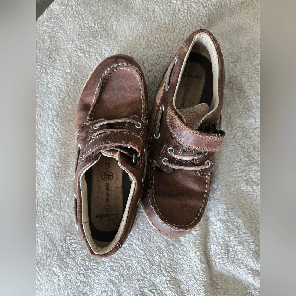 Clarks Boys Brown Leather Loafers 13